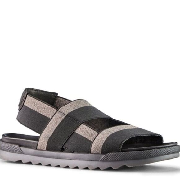 Cougar Lucia Bicolor Slip-On Sporty Leather Sandals in Black and Silver Gray 9M - Picture 2 of 11